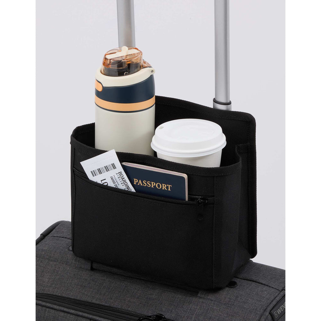 Bottle Buddy Two-Drink Carrier with Trolley Sleeve Embroidery - Black - Propped 2