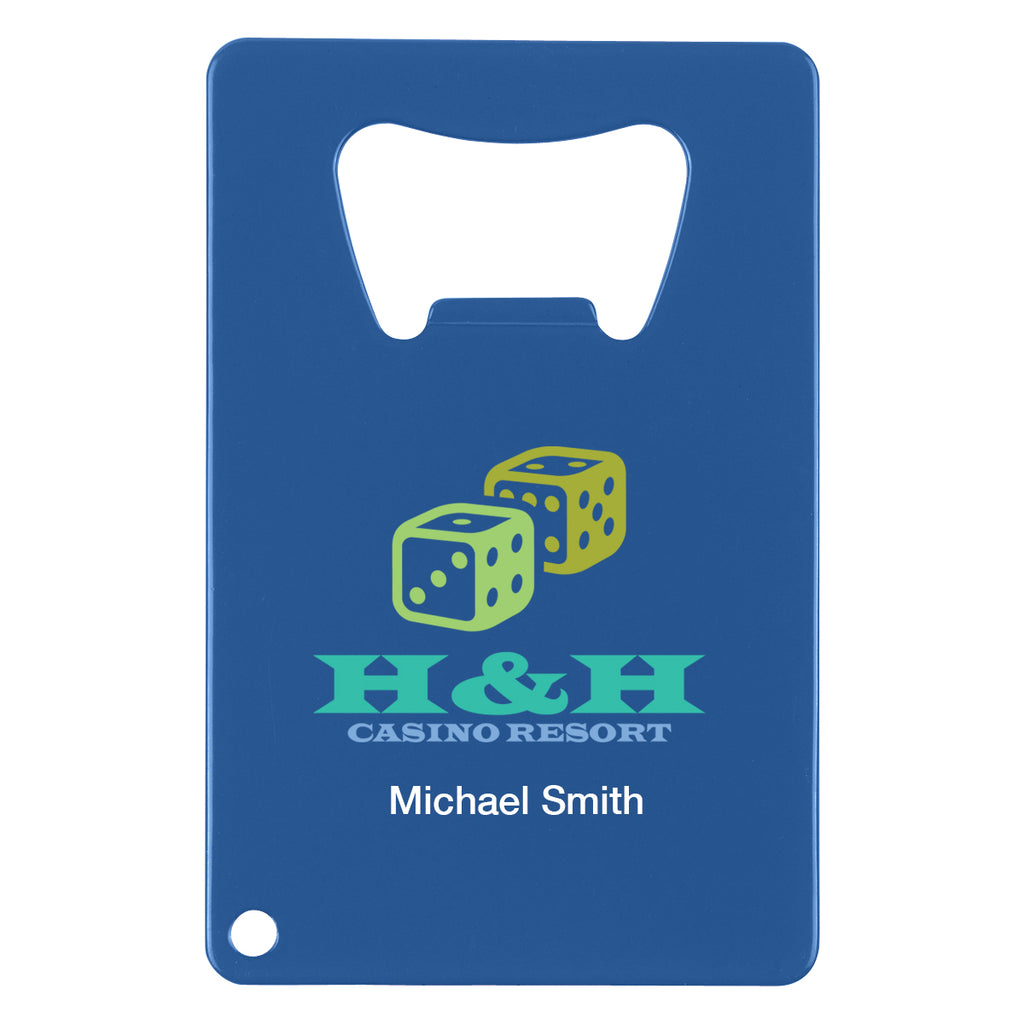 Bottle Opener Shaped Like a Credit Card - Blue - Full Color