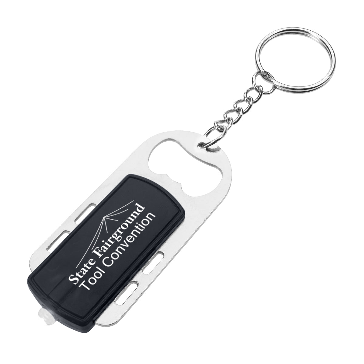 Bottle Opener with Key Light - Black - Silk Screen