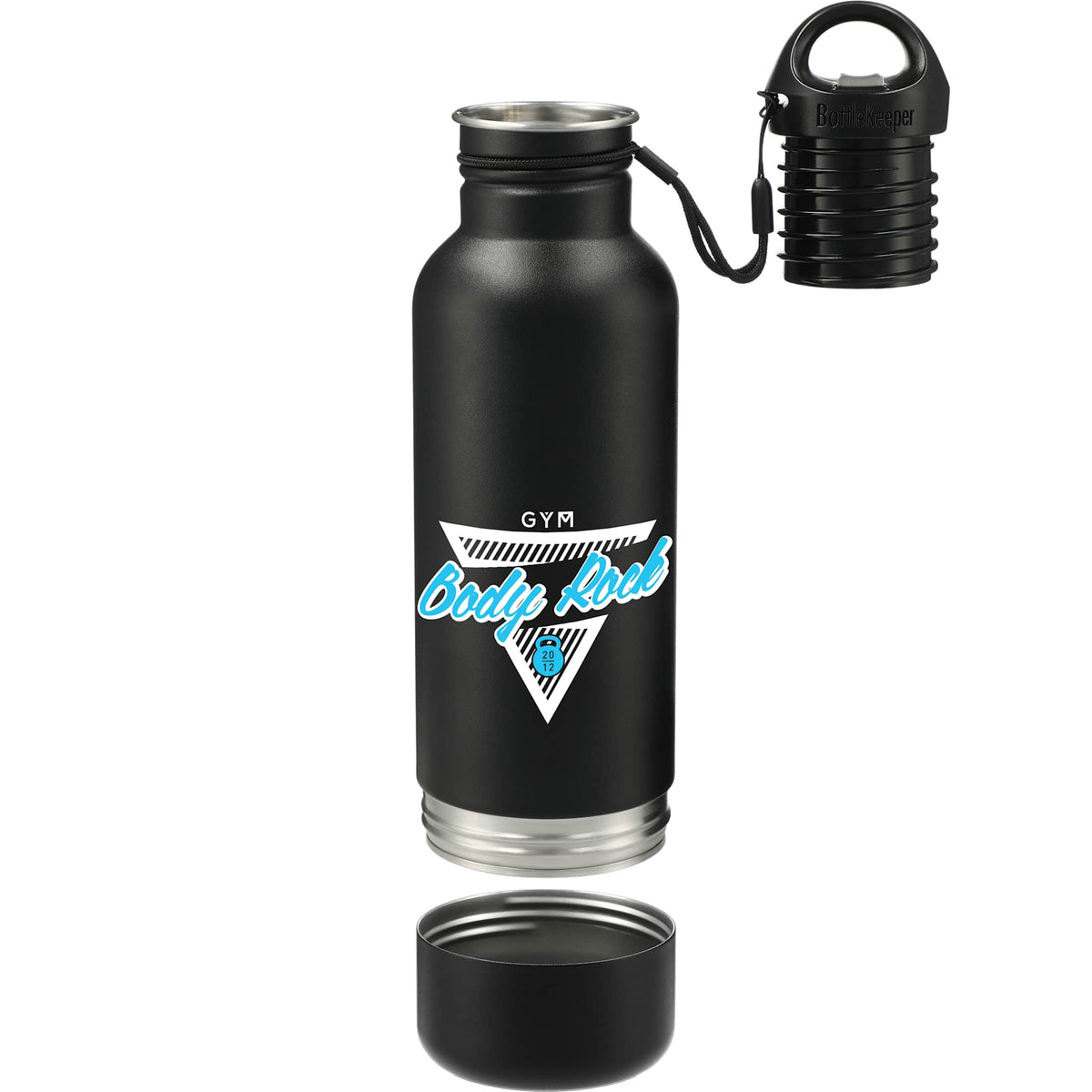 BottleKeeper Standard Insulated Bottle Holder Laser Engraving - Black - Front