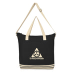 Bottom Line Recycled Cotton Tote Bag, 10 oz Embroidery - Natural with Black - Silk Screen