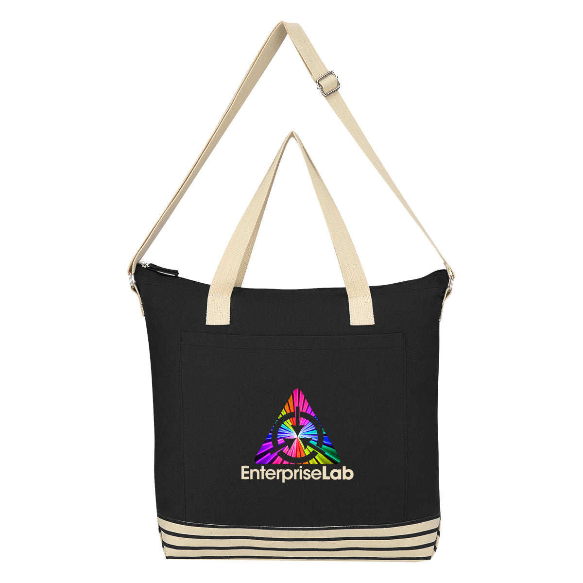 Bottom Line Recycled Cotton Tote Bag, 10 oz - Natural with Black - Colorbrite