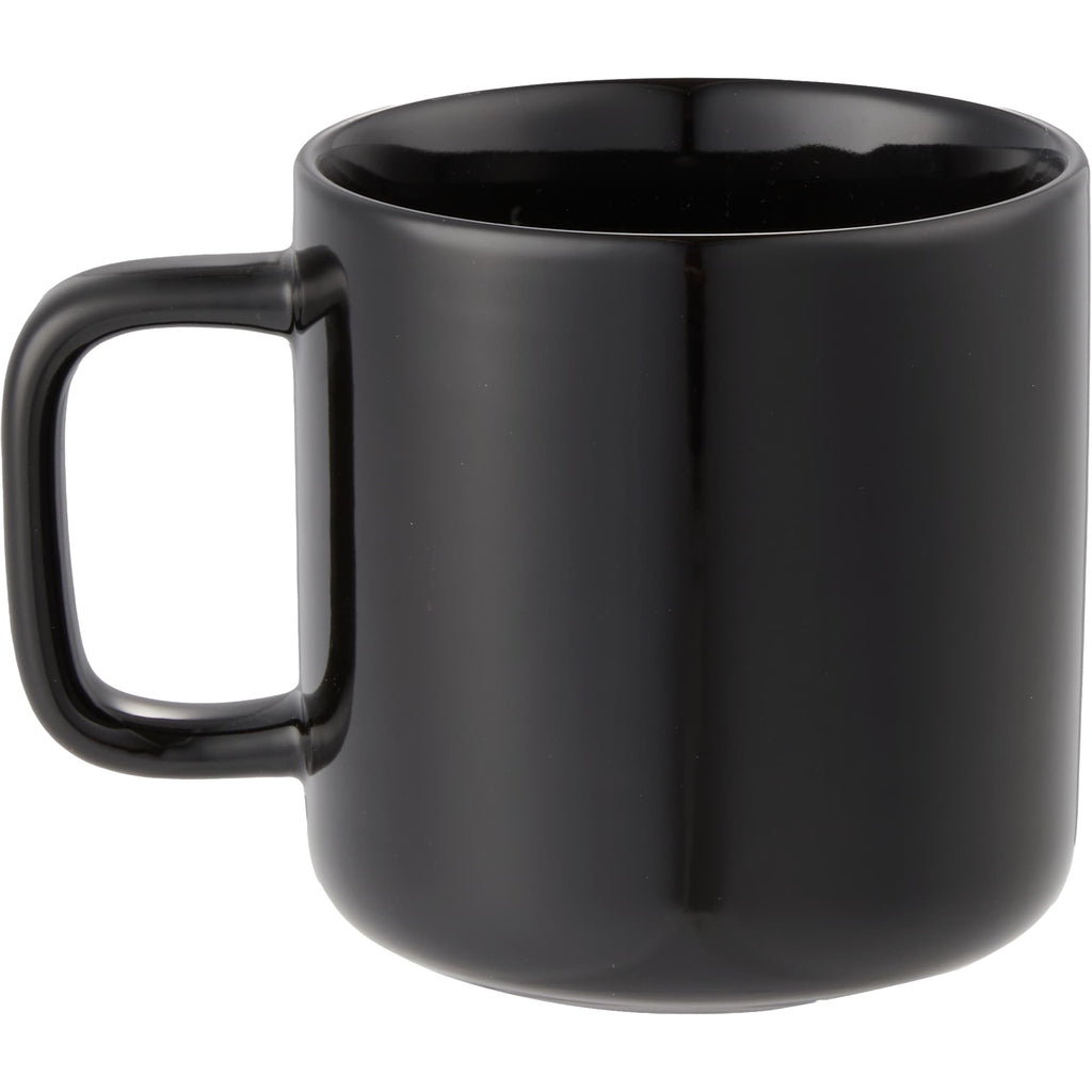 Boulder Ceramic Mug with Square Handle, 12 oz - Black - Back
