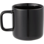 Boulder Ceramic Mug with Square Handle, 12 oz - Black - Back