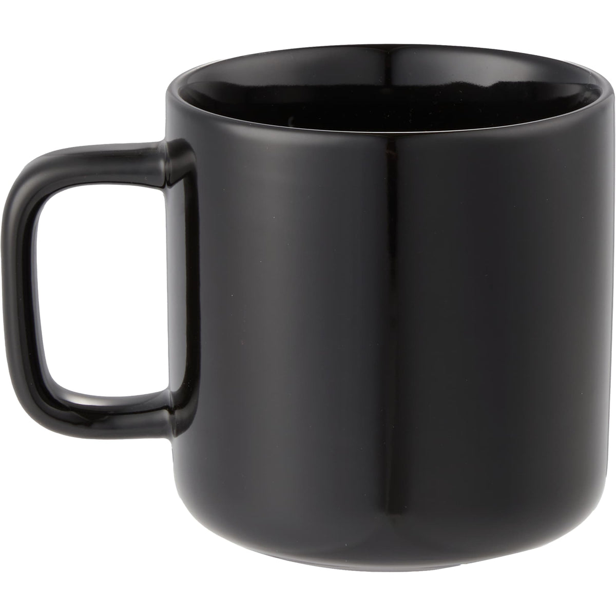 Boulder Ceramic Mug with Square Handle, 12 oz - Black - Back