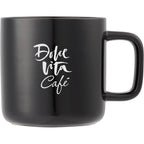 Boulder Ceramic Mug with Square Handle, 12 oz - Black - Front