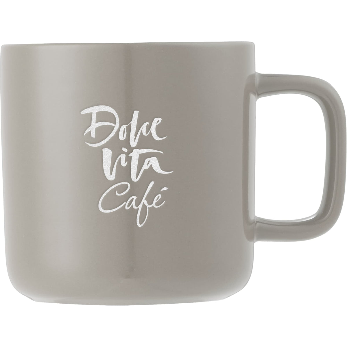 Boulder Ceramic Mug with Square Handle, 12 oz - Tan - Front