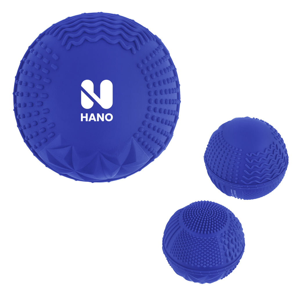 Bouncy Ball with a Textured Fidget - Blue - Pad Print