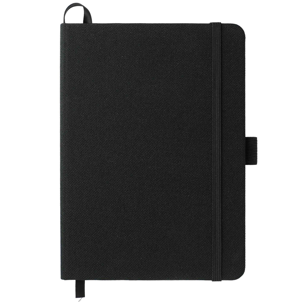 Bound Notebook with Recycled 600D Cover, 5 x 7 Inches - Black - Front 2