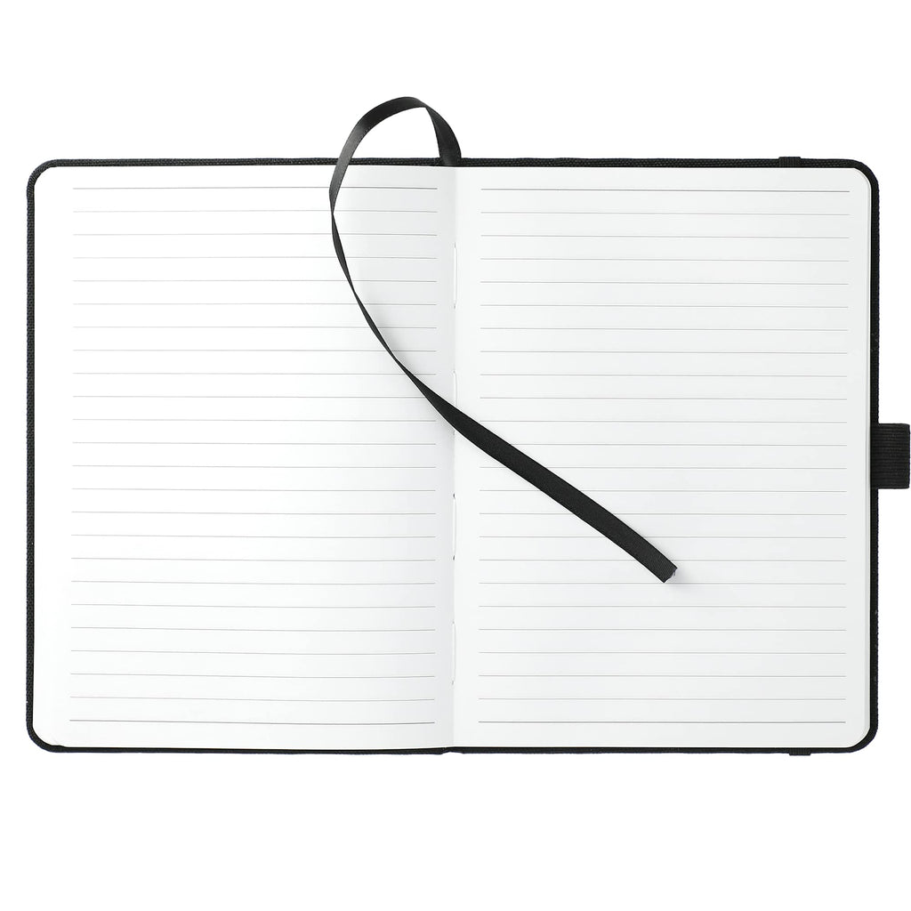 Bound Notebook with Recycled 600D Cover, 5 x 7 Inches - Black - Front