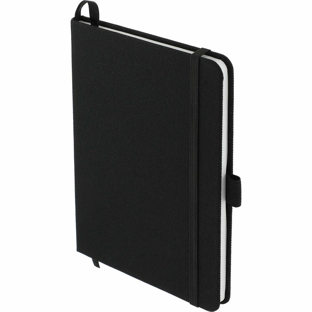 Bound Notebook with Recycled 600D Cover, 5 x 7 Inches - Black - Left Angle