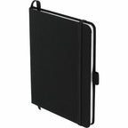 Bound Notebook with Recycled 600D Cover, 5 x 7 Inches - Black - Left Angle
