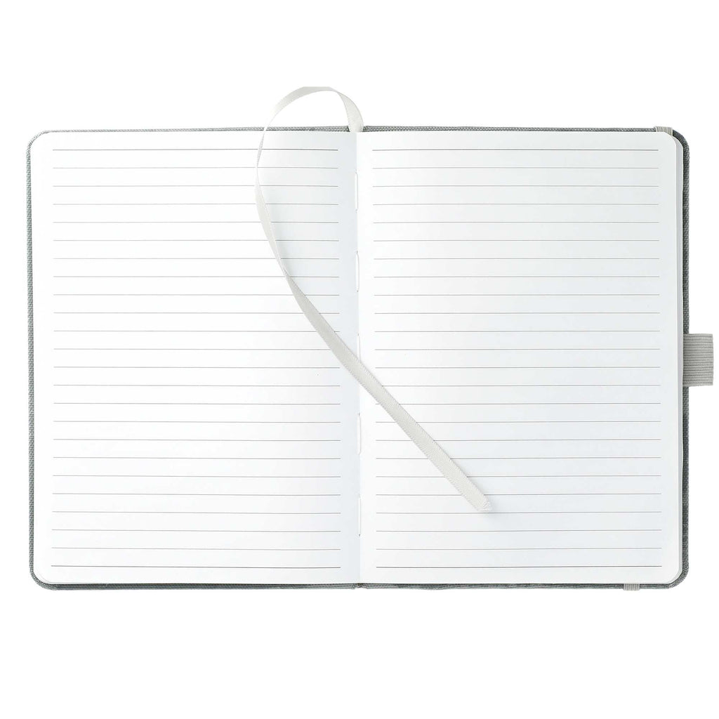 Bound Notebook with Recycled 600D Cover, 5 x 7 Inches - Gray - Front