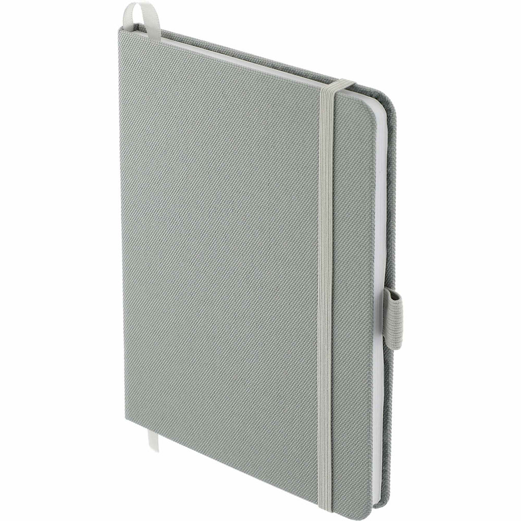Bound Notebook with Recycled 600D Cover, 5 x 7 Inches - Gray - Left Angle 2