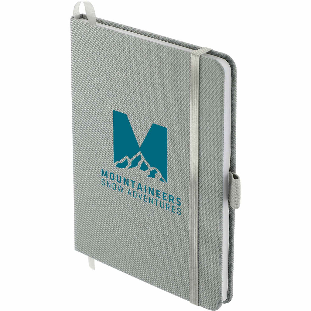 Bound Notebook with Recycled 600D Cover, 5 x 7 Inches - Gray - Left Angle