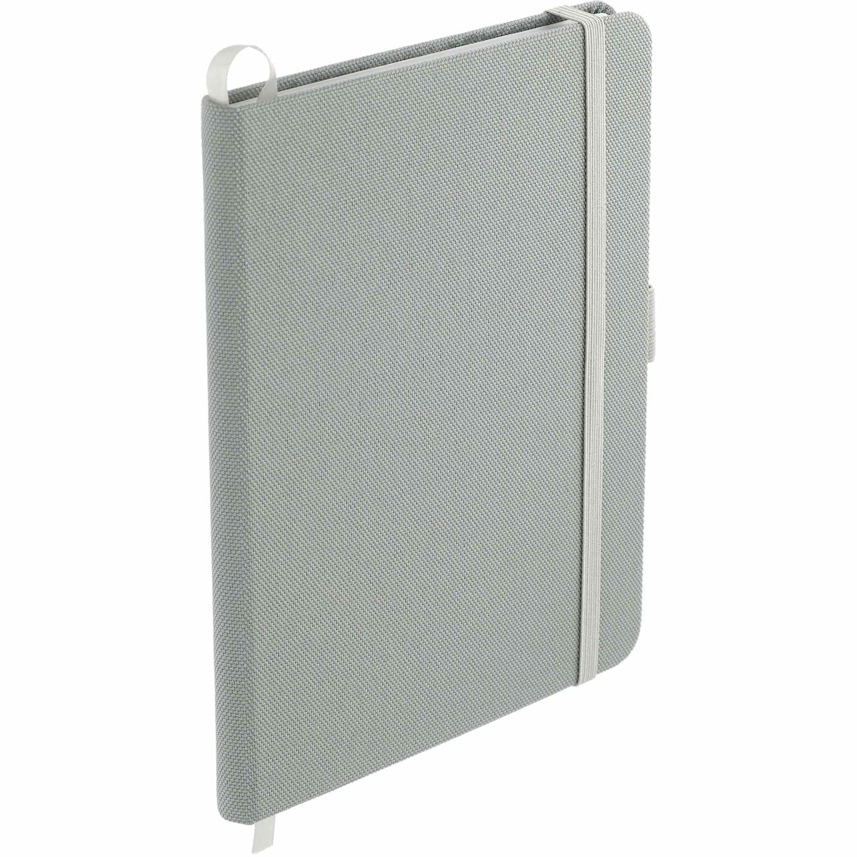 Bound Notebook with Recycled 600D Cover, 5 x 7 Inches - Gray - Right Angle