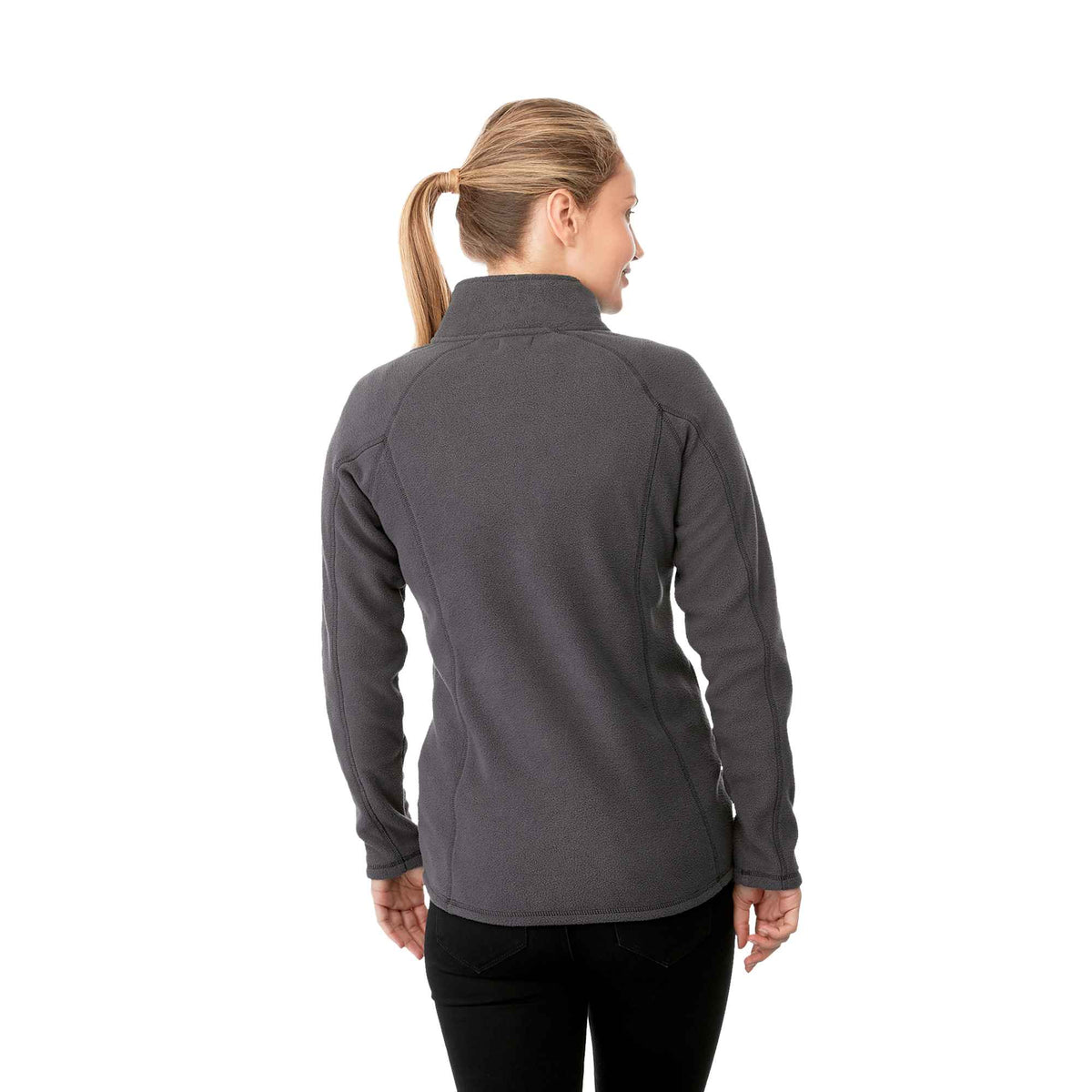 Bowlen Anti-Pill Microfleece Half Zip for Women Embroidery - Grey Storm - Back On Model