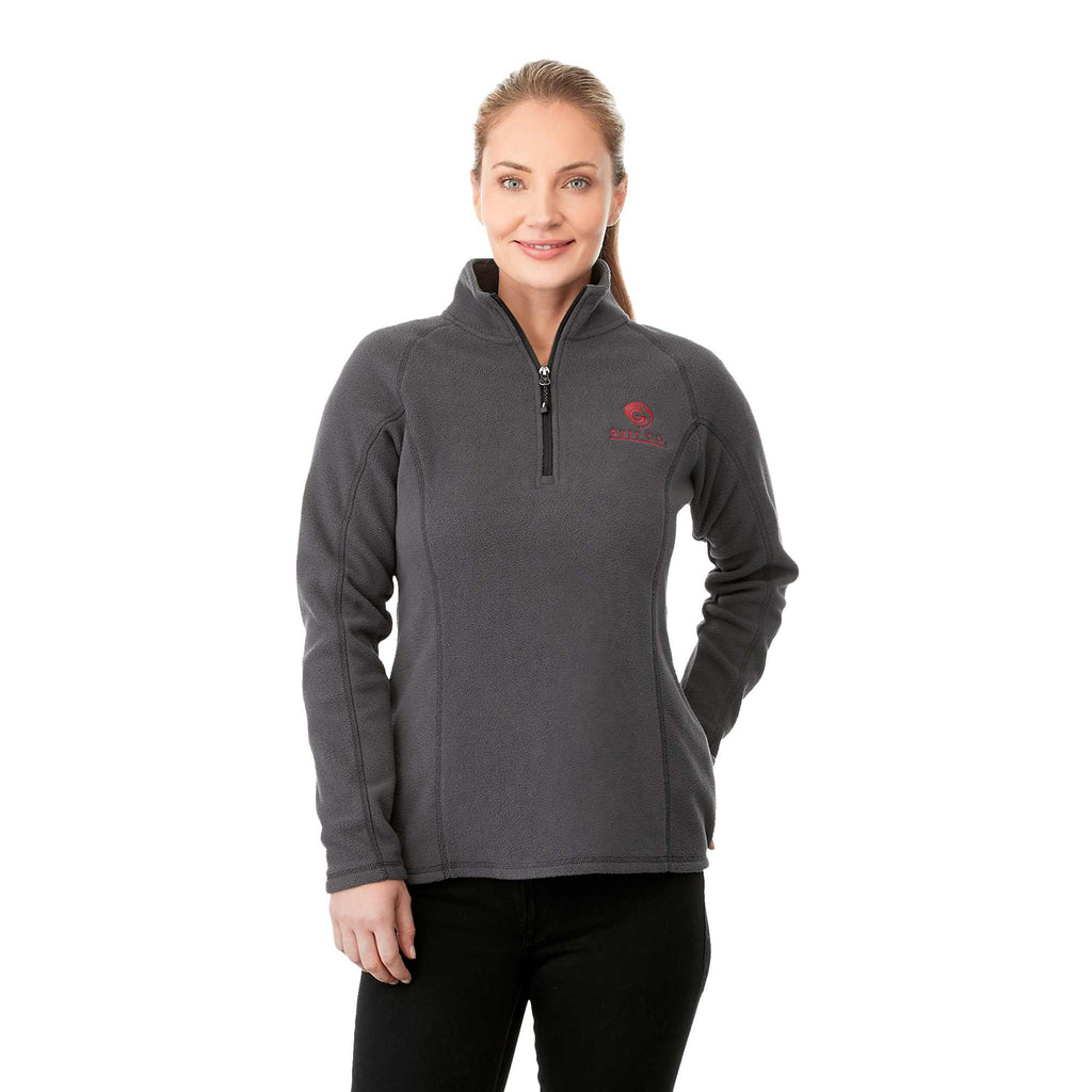 Bowlen Anti-Pill Microfleece Half Zip for Women Embroidery - Grey Storm - Front On Model