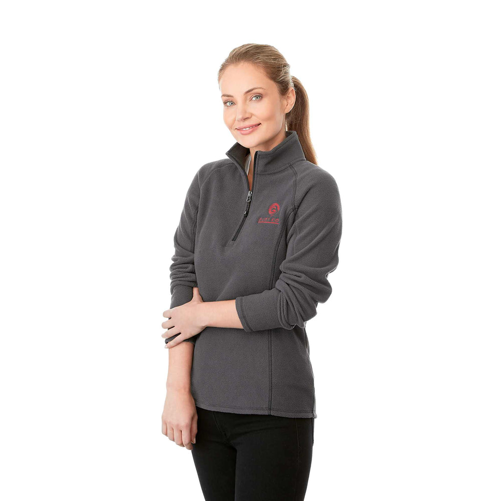 Bowlen Anti-Pill Microfleece Half Zip for Women Embroidery - Grey Storm - On Model