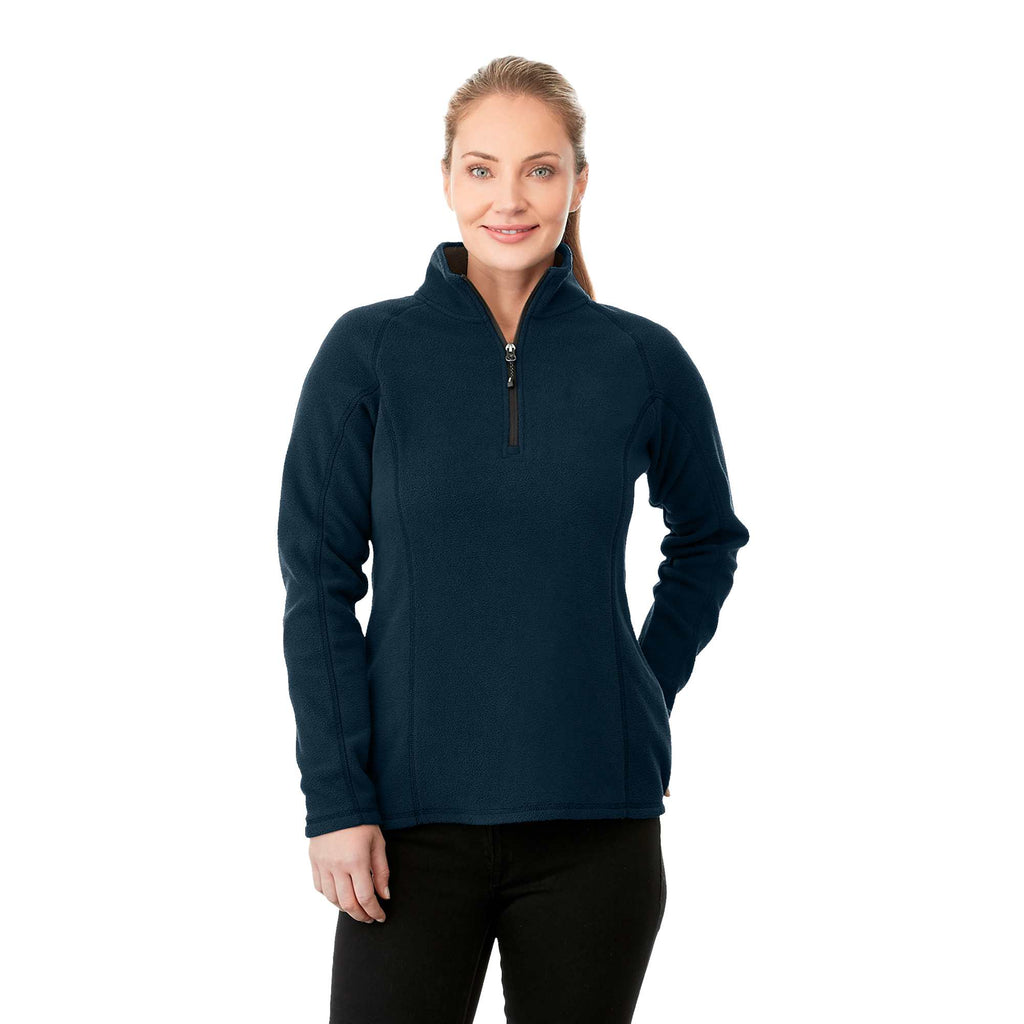 Bowlen Anti-Pill Microfleece Half Zip for Women Embroidery - Navy - On Model
