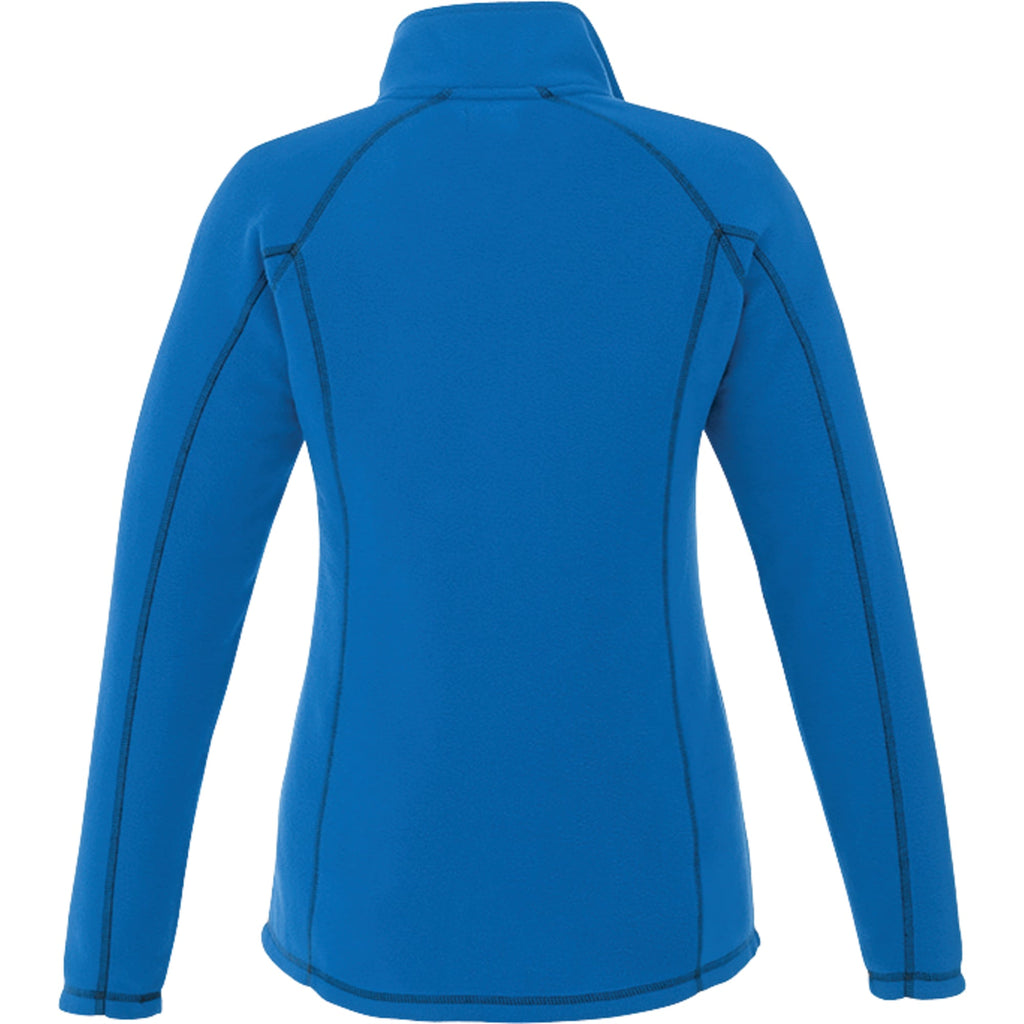 Bowlen Anti-Pill Microfleece Half Zip for Women Embroidery - Olympic Blue - Back Flat