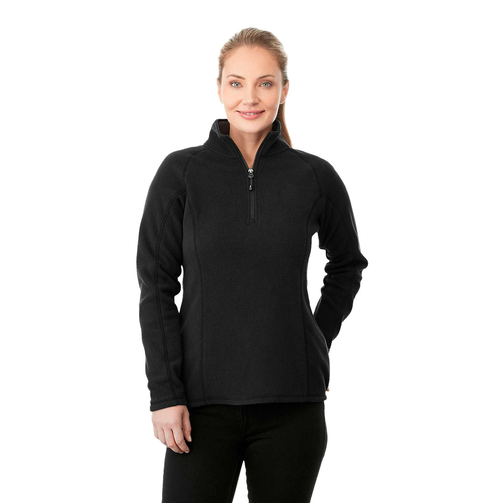 Bowlen Anti-Pill Microfleece Half Zip for Women Laser Engraving - Black - On Model