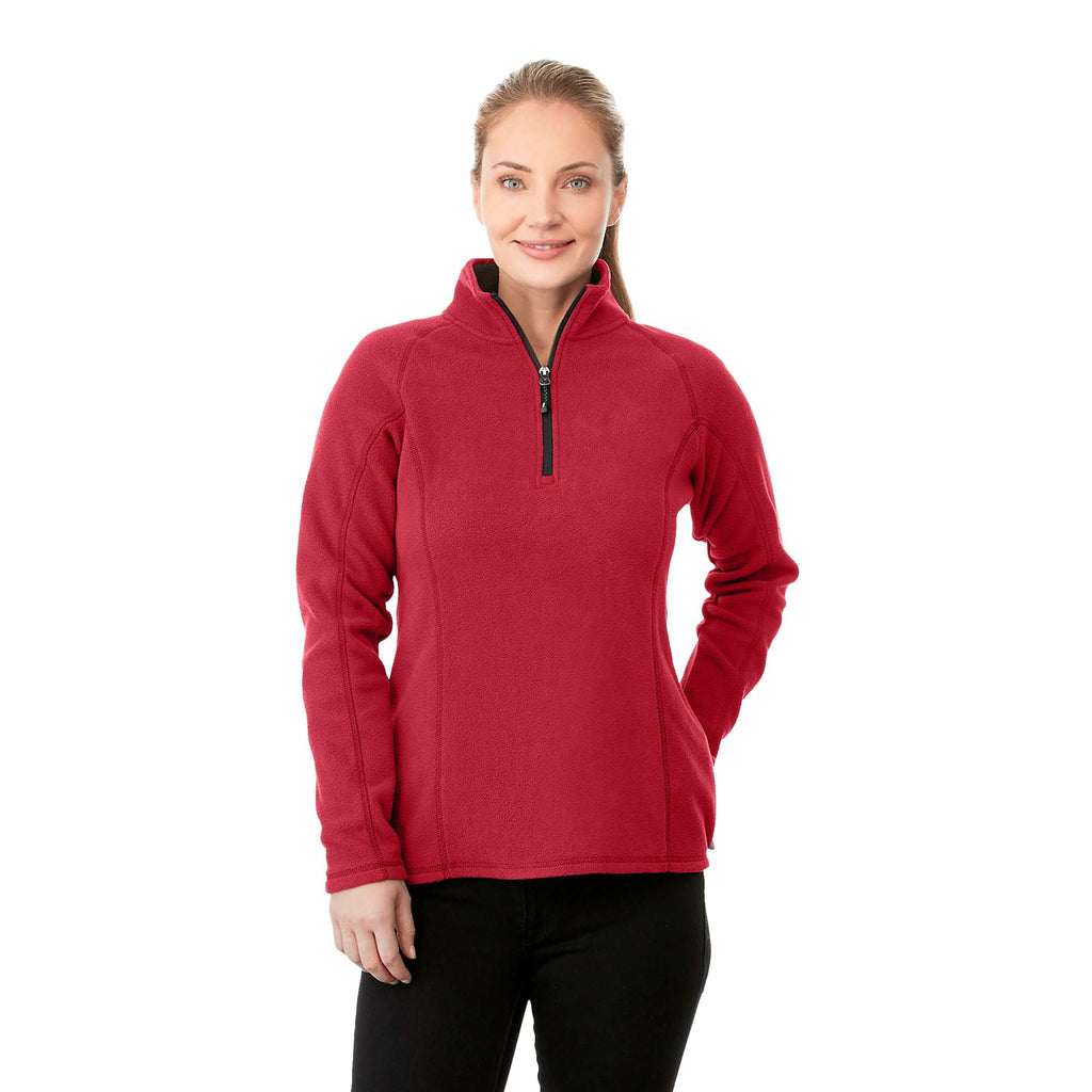 Bowlen Anti-Pill Microfleece Half Zip for Women Laser Engraving - Team Red - On Model