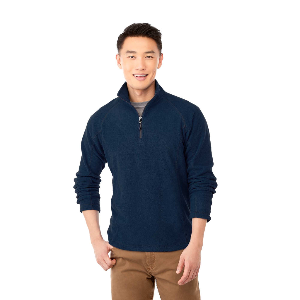 Bowlen Anti-Pill Microfleece Quarter Zip for Men Embroidery - Navy - Front