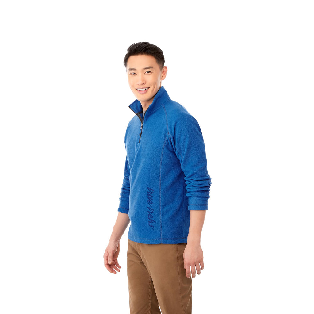 Bowlen Anti-Pill Microfleece Quarter Zip for Men Embroidery - Olympic Blue - On Model