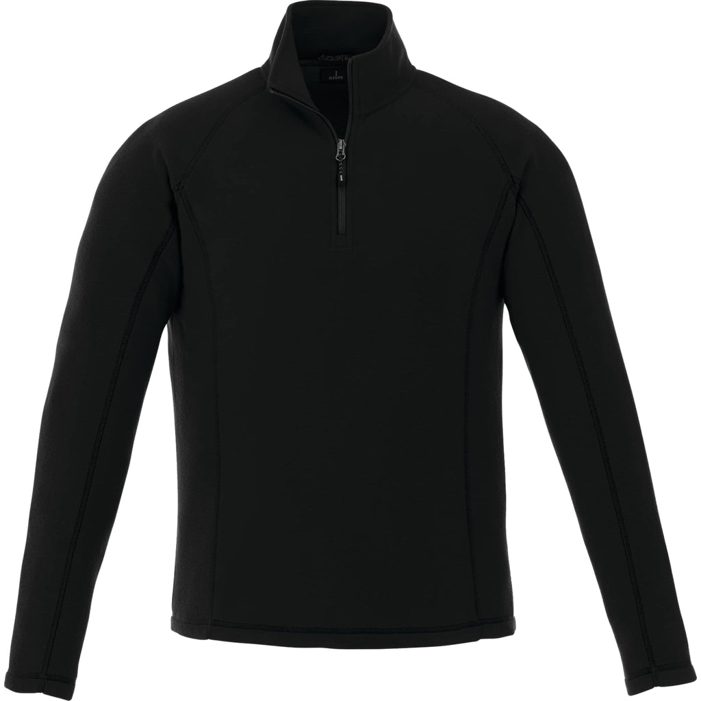 Bowlen Anti-Pill Microfleece Quarter Zip for Men Laser Engraving - Black - Back Flat 2
