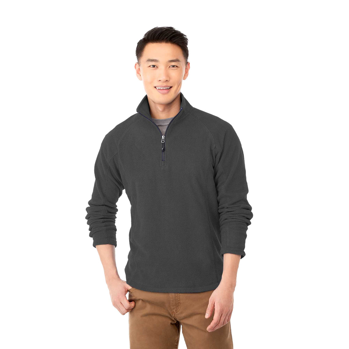 Bowlen Anti-Pill Microfleece Quarter Zip for Men Laser Engraving - Grey Storm - Front