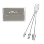 Braided Charging Buddy and Microfiber Cloth Set - Gray - Imprint