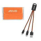 Braided Charging Buddy and Microfiber Cloth Set - Orange - Imprint