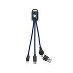 Braided Charging Buddy, Three Connectors - Blue - Full Color