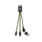Braided Charging Buddy, Three Connectors - Lime Green - Pad Print
