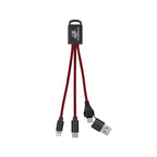 Braided Charging Buddy, Three Connectors - Red - Pad Print