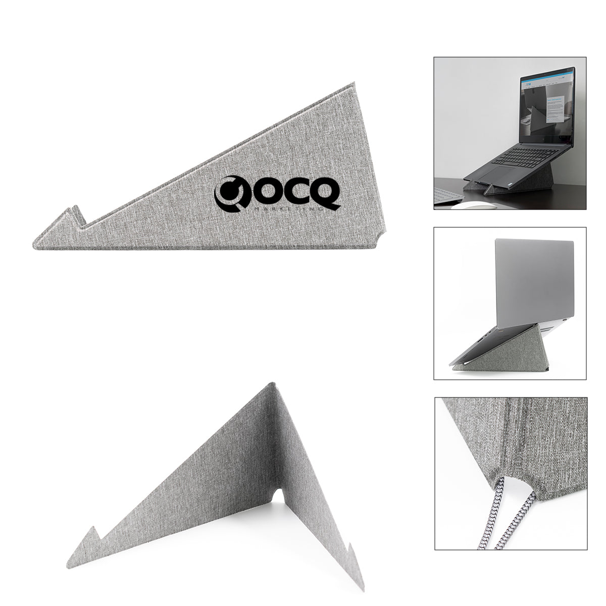 BrandCharger Ascend Eco Foldable Laptop Stand - Gray - Silk Screen