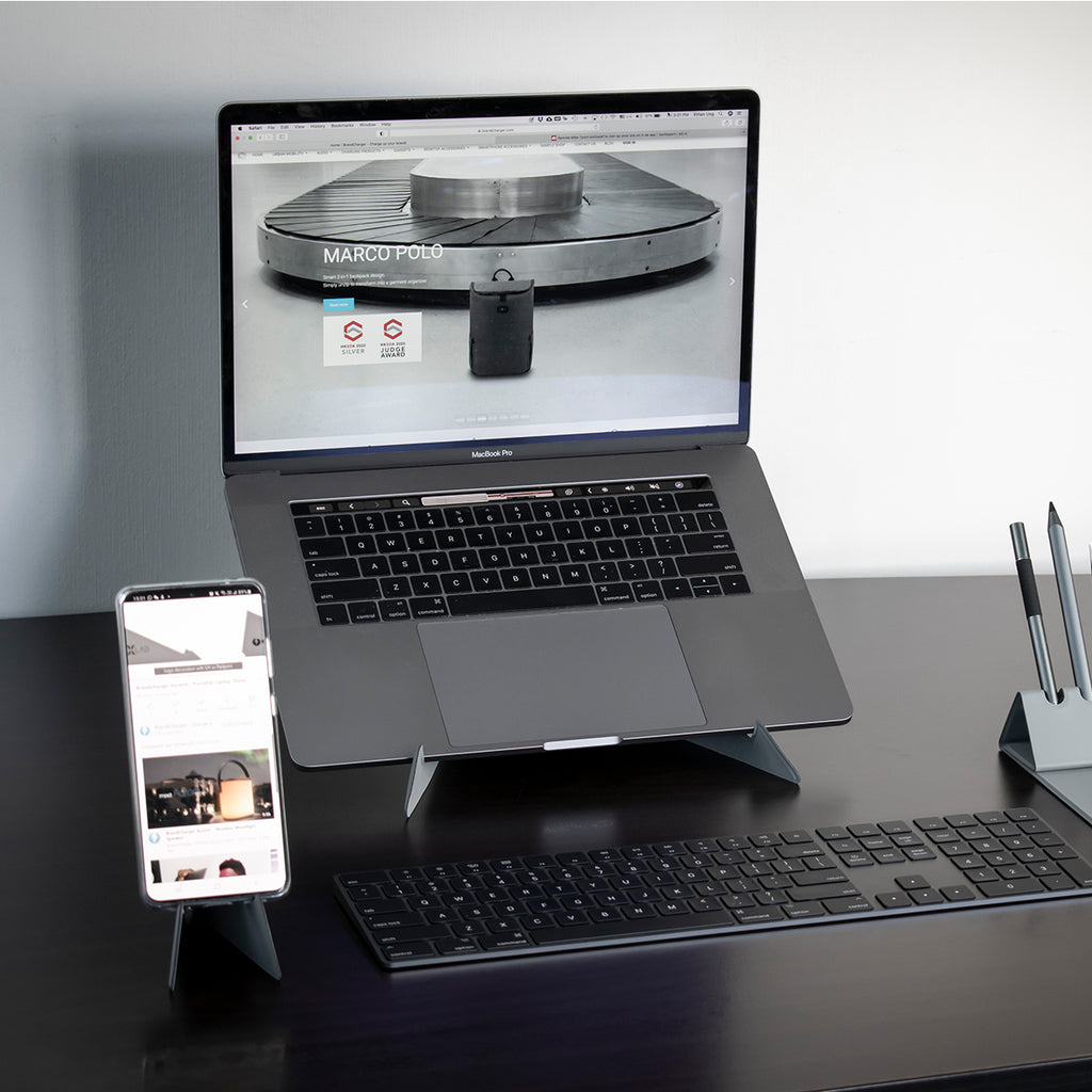 BrandCharger Ascend Eco Mini Phone and Tablet Stand - Gray - Inuse