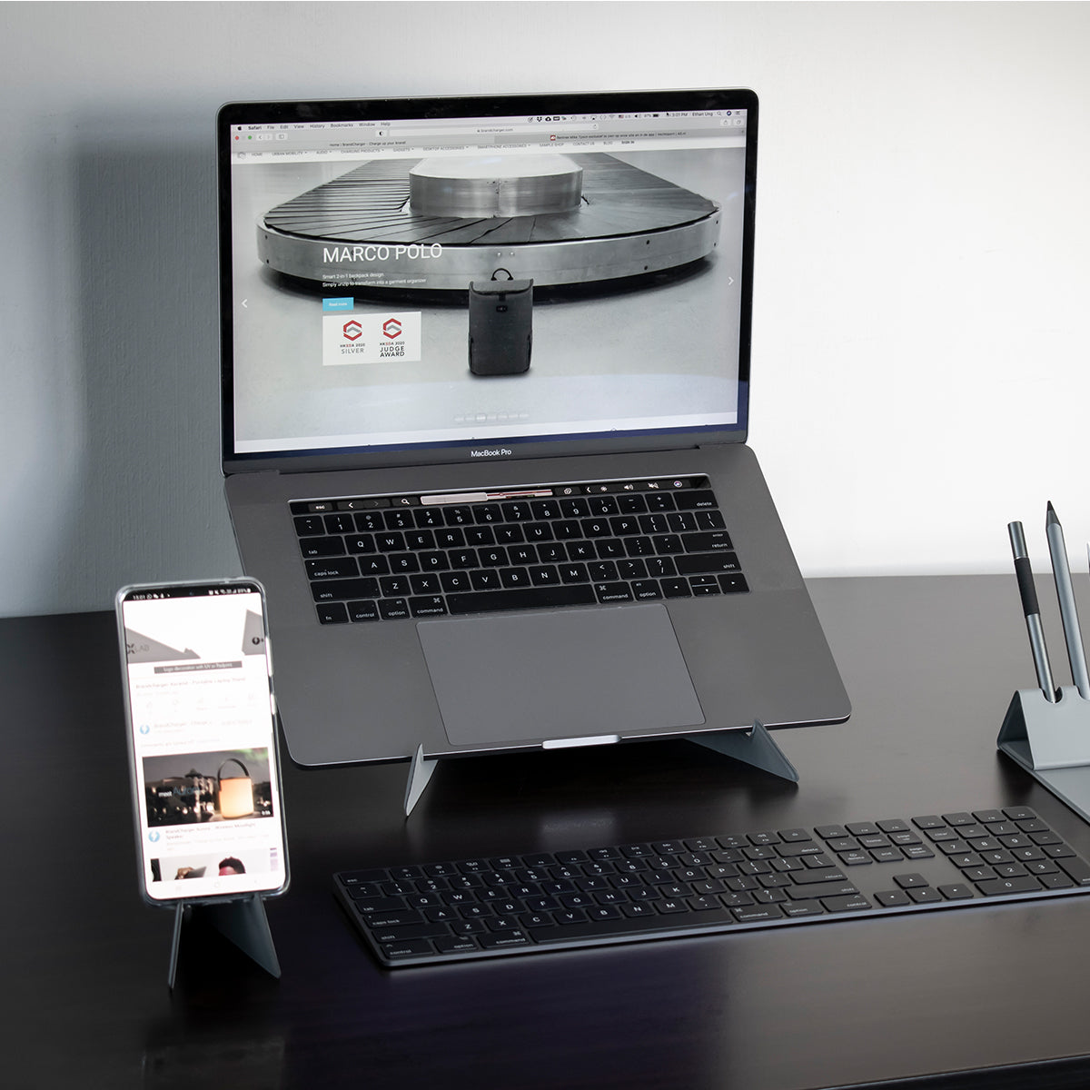BrandCharger Ascend Eco Mini Phone and Tablet Stand - Inuse