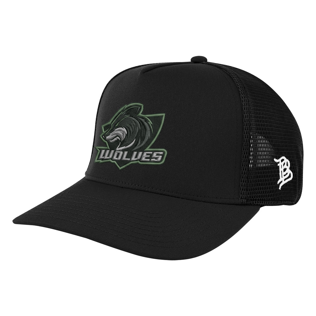 Branded Bills 545-02T Trucker Cap, Bare Curved Embroidery - Black - Embroidery