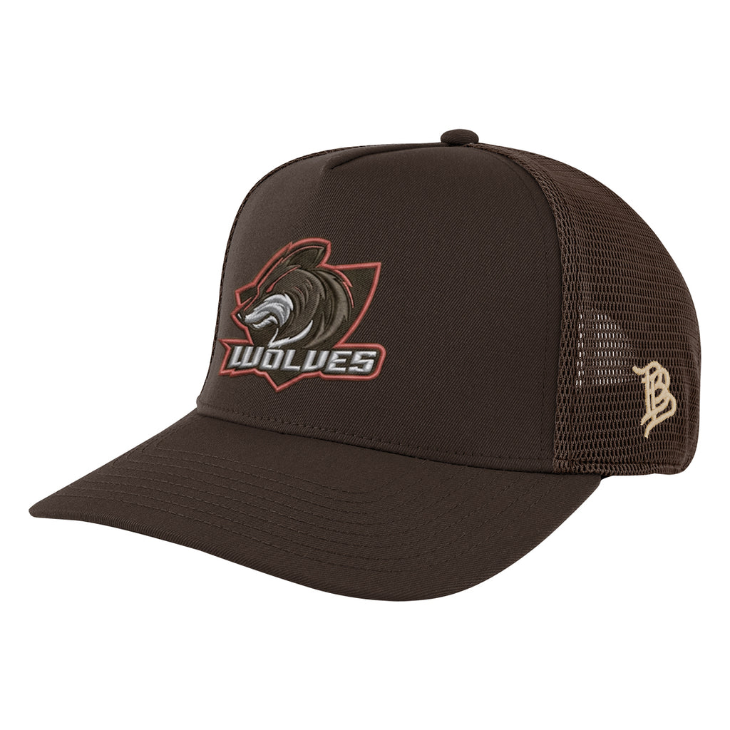Branded Bills 545-02T Trucker Cap, Bare Curved Embroidery - Brown - Embroidery