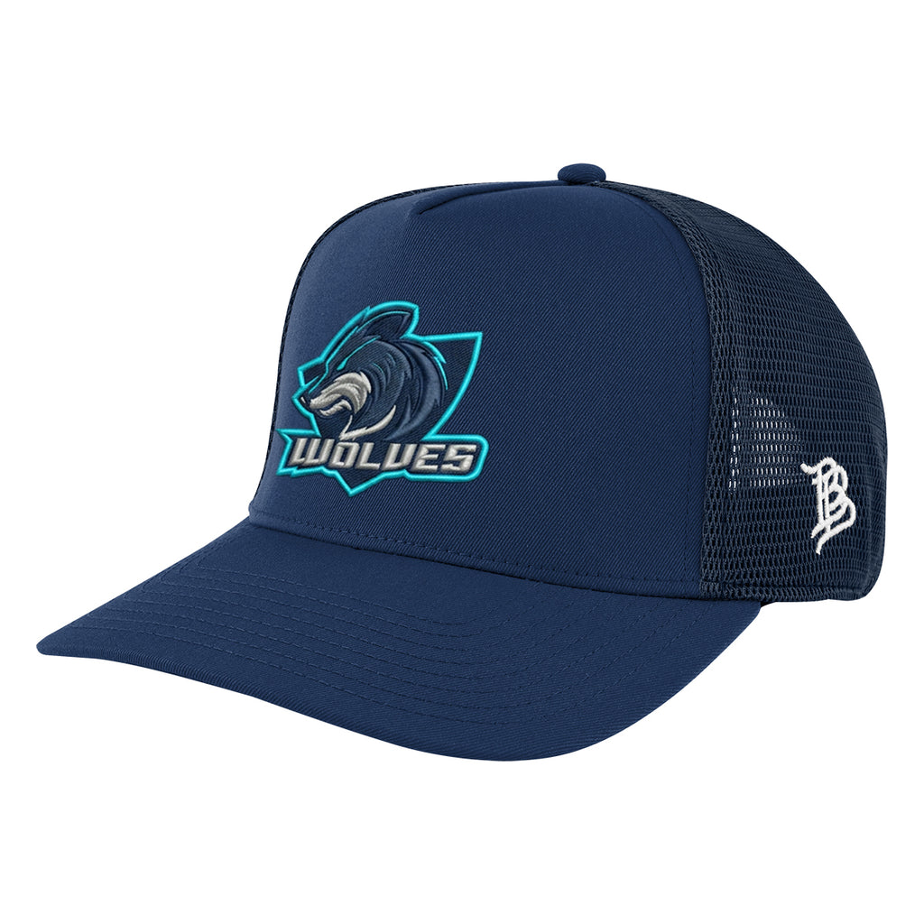 Branded Bills 545-02T Trucker Cap, Bare Curved Embroidery - Navy - Embroidery