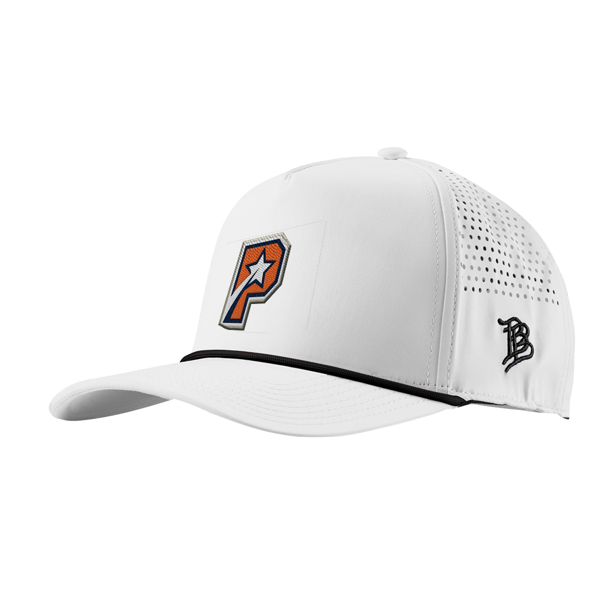 Branded Bills 545 Rope Cap, Bare Curved Embroidery - White/Black with White/Black - Embroidery