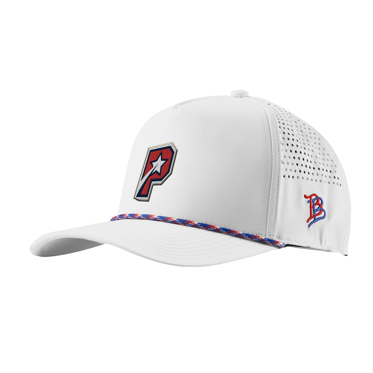 Branded Bills 545 Rope Cap, Bare Curved Embroidery - White with Red/White/Blue - Embroidery