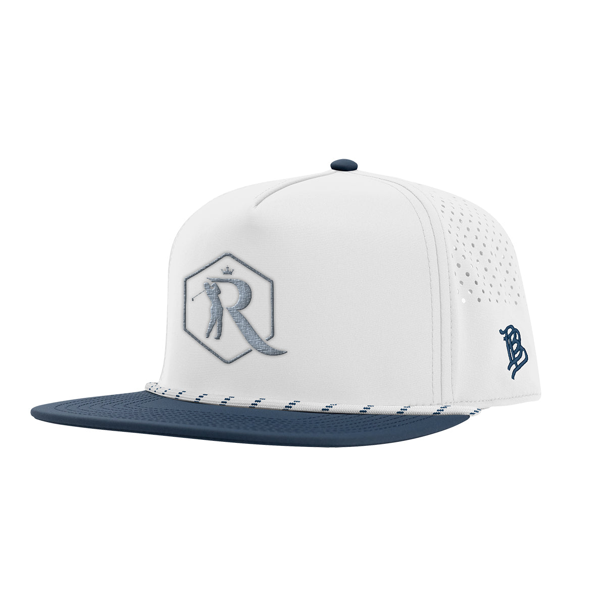 Branded Bills 555 Rope Cap, Bare Flat Embroidery - White with Orion - Embroidery