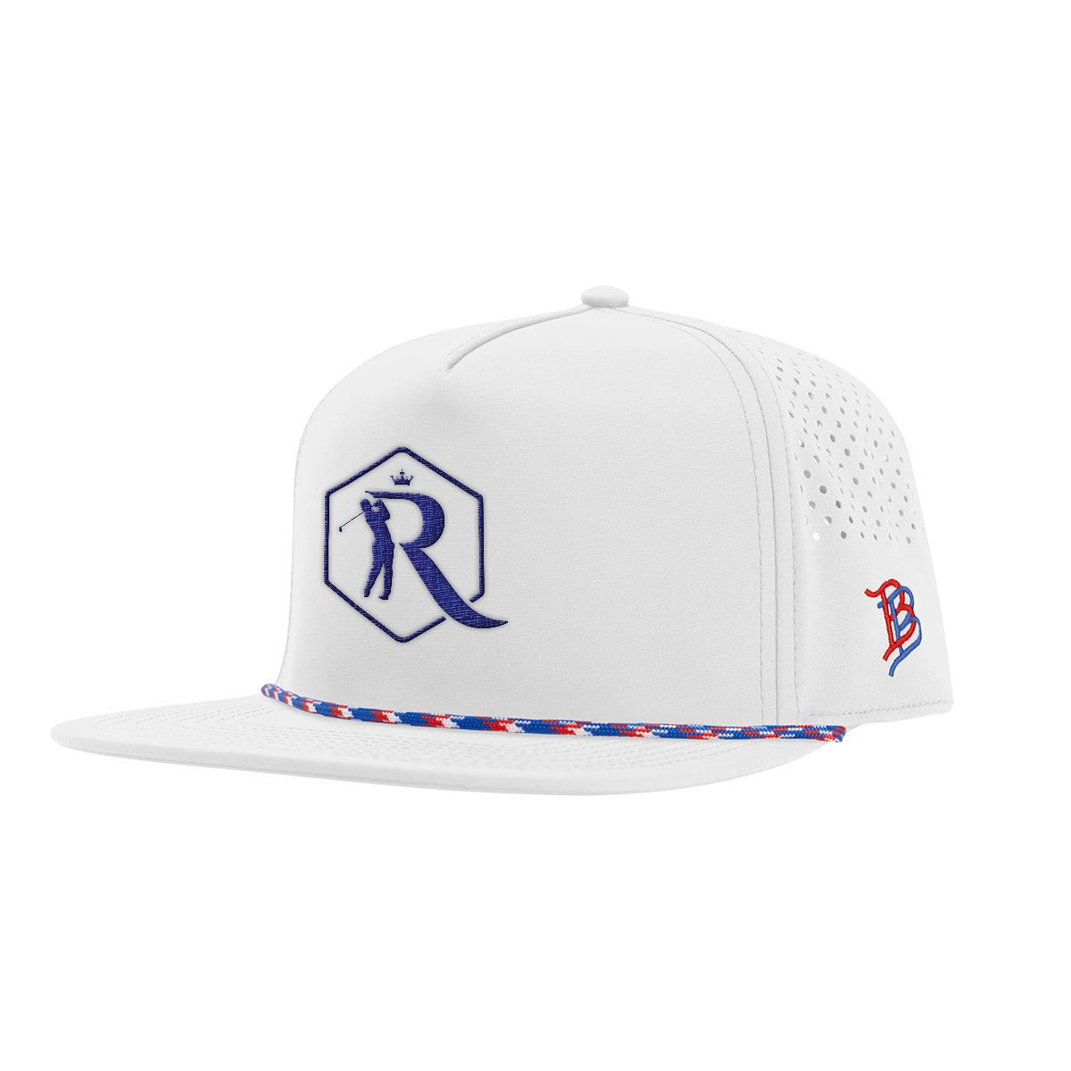 Branded Bills 555 Rope Cap, Bare Flat Embroidery - White with Red/White/Blue - Embroidery