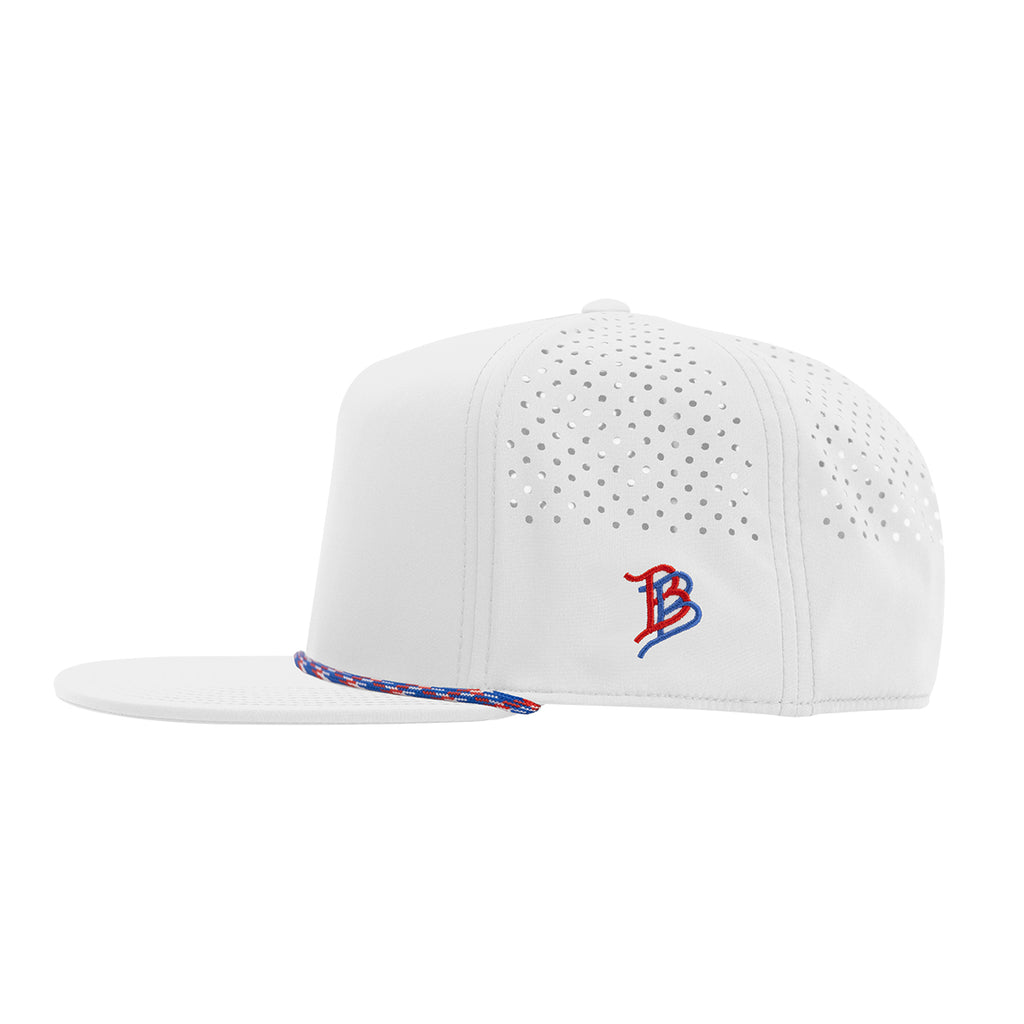 Branded Bills 555 Rope Cap, Bare Flat Embroidery - White with Red/White/Blue - Side