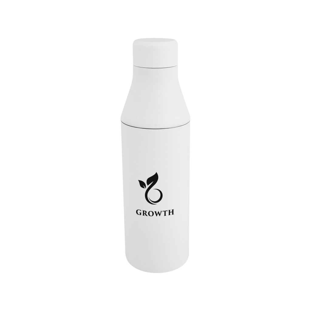 Branson Recycled Stainless Steel Bottle, 15 oz - White - Silk Screen