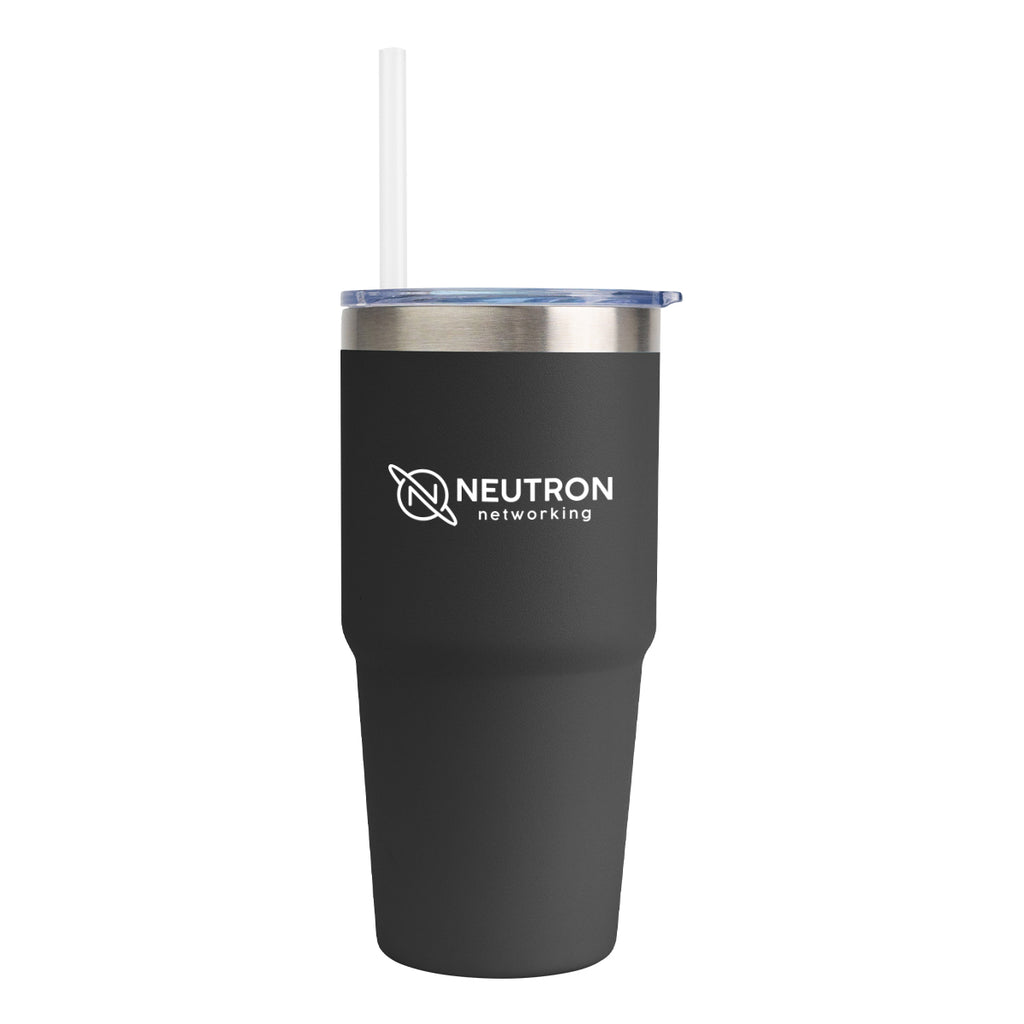 Brea Recycled Stainless Steel Tumbler, 14 oz - Black - Silk Screen