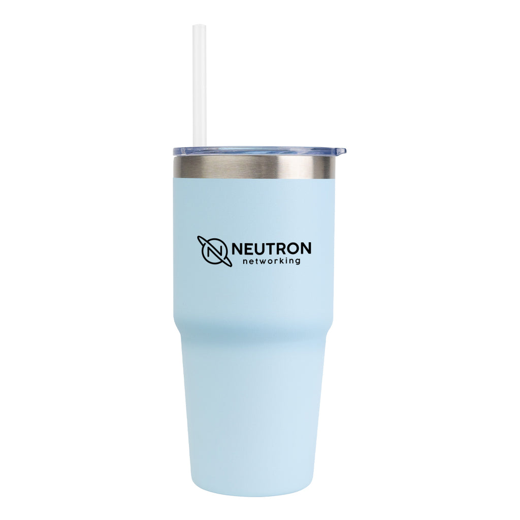 Brea Recycled Stainless Steel Tumbler, 14 oz - Light Blue - Silk Screen